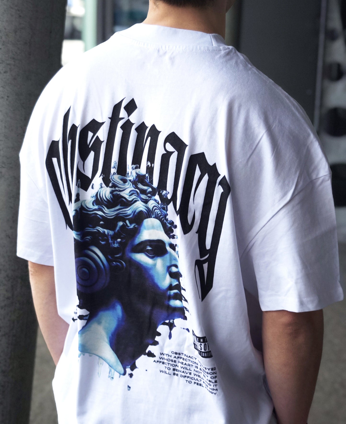 OBSTINACY BLUE Oversized Mock Neck Tee