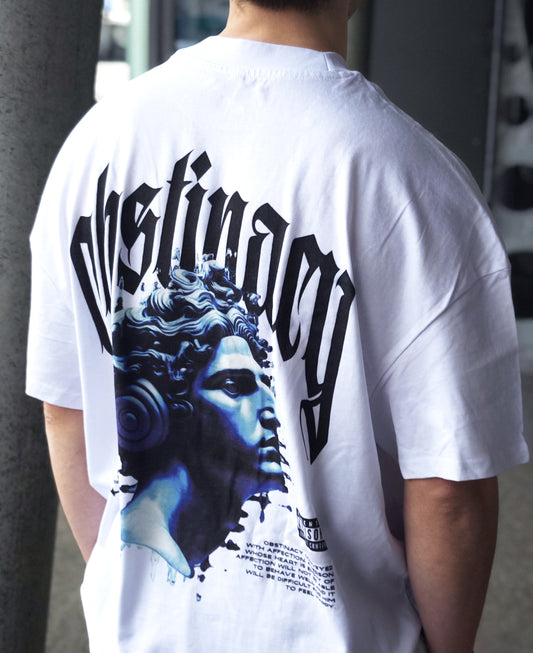 OBSTINACY BLUE Oversized Mock Neck Tee