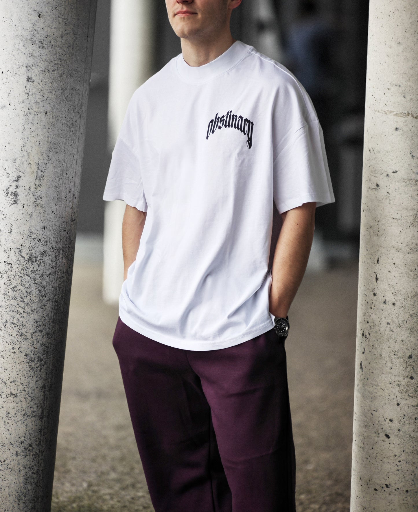 OBSTINACY BLUE Oversized Mock Neck Tee