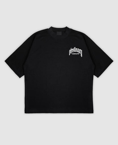 OBSTINACY BLUE Oversized Mock Neck Tee