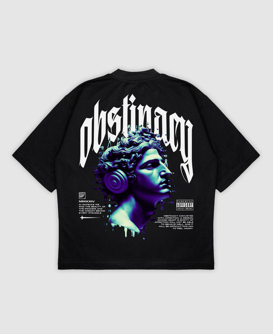 OBSTINACY BLUE Oversized Mock Neck Tee